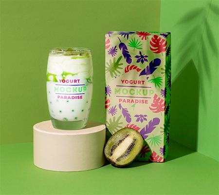 Glass of Yogurt with Kiwi – Fresh, Vibrant Mock-Up Design